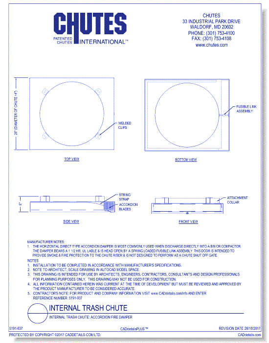 Internal Trash Chute: Accordion Fire Damper