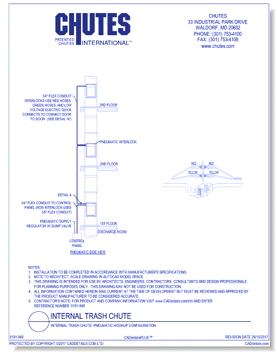 Internal Trash Chute: Pneumatic Hookup Configuration