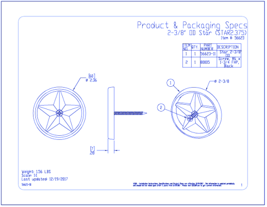 Accents: 2-3/8" Decorative Metal Star - OWT - 56623 (STAR2.375)