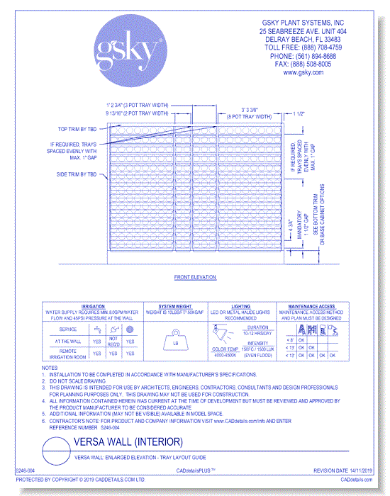 Versa Wall: Enlarged Elevation - Tray Layout Guide