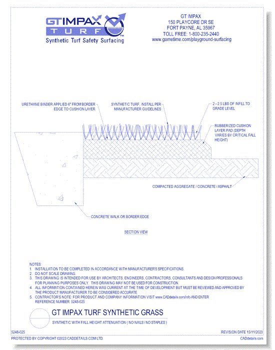 Synthetic With Fall Height Attenuation ( No Nails / No Staples )