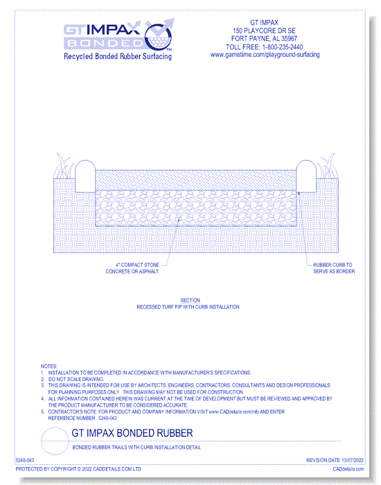 Bonded Rubber Trails With Curb Installation Detail