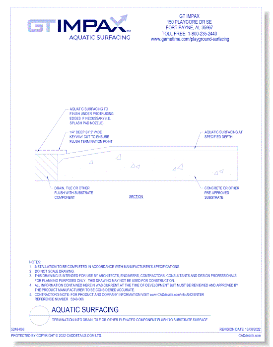 Termination Into Drain, Tile or Other Elevated Component Flush to Substrate Surface