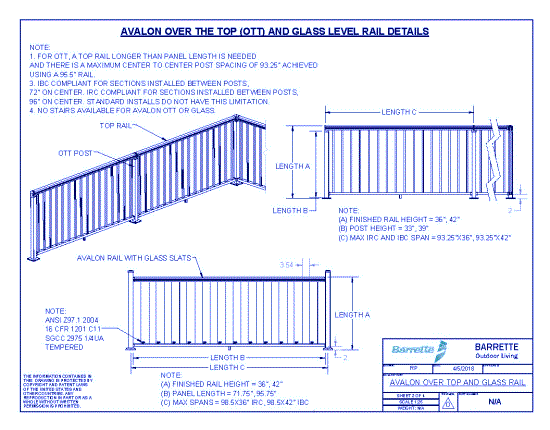Avalon Aluminum Railing®: Over the Top (OTT) & Glass Level Rail Details
