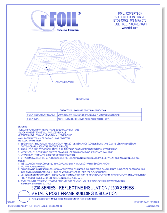 2200 & 2500 Series: Metal Building Roof (NEW) Furring Method