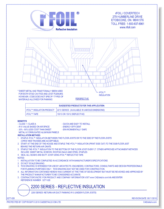 2200 Series: Return Air Duct Panning R10 (Under Floor Joists)