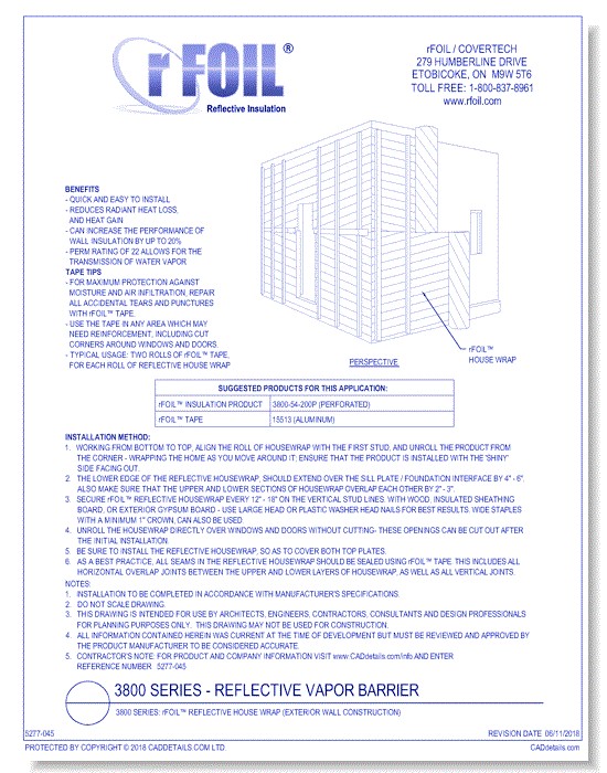 3800 Series: rFOIL Reflective House Wrap (Exterior Wall Construction)