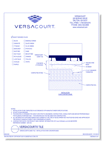 VersaCourt® Game Tile - Installation over Concrete Base
