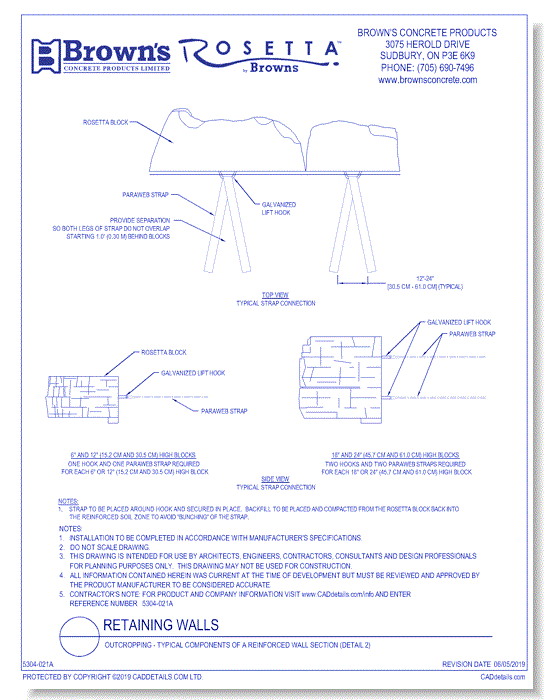 Retaining Walls: Outcropping - Typical Components of a Reinforced Wall Section (Detail 2)