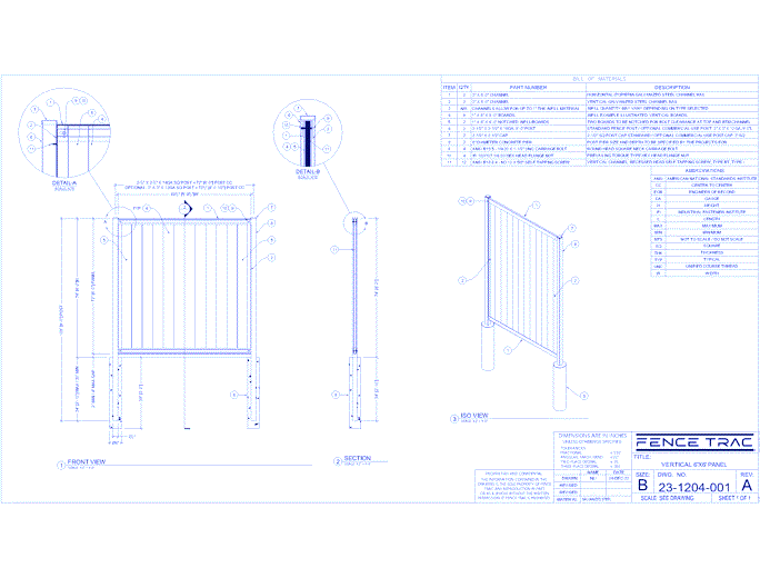 Panel: Vertical 6' x 6' 