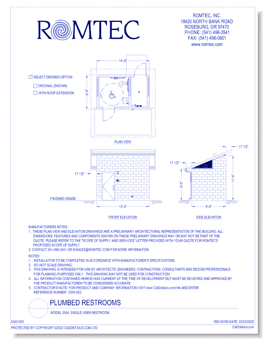 Model 2004: Single User Restroom