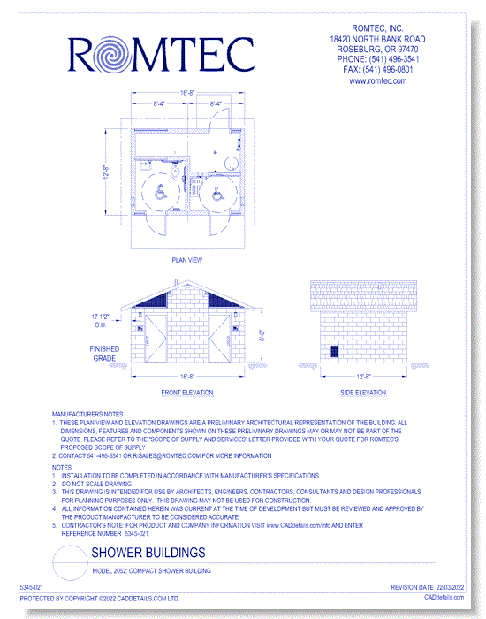 Model 2052: Compact Shower Building
