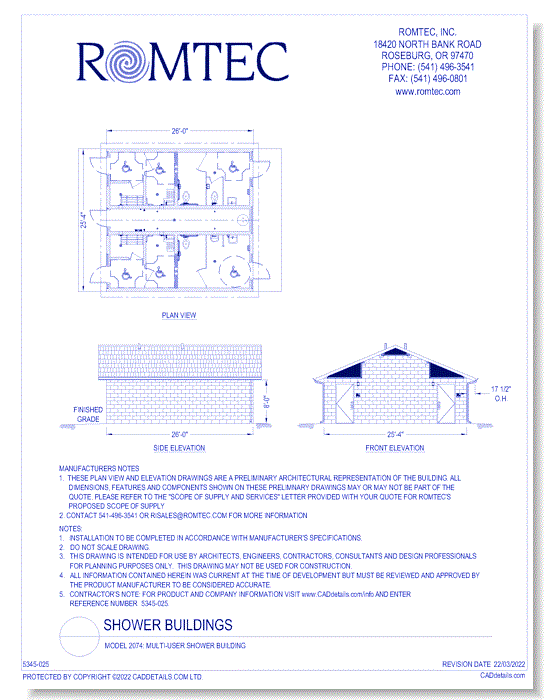 Model 2074: Multi-User Shower Building