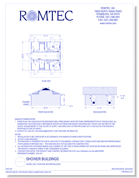 Model 2083: Four-Pak Shower Building