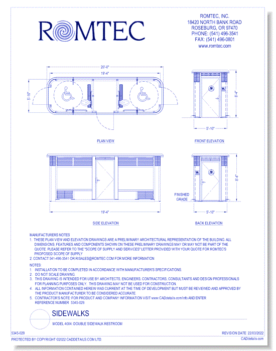 Model 4004: Double Sidewalk Restroom