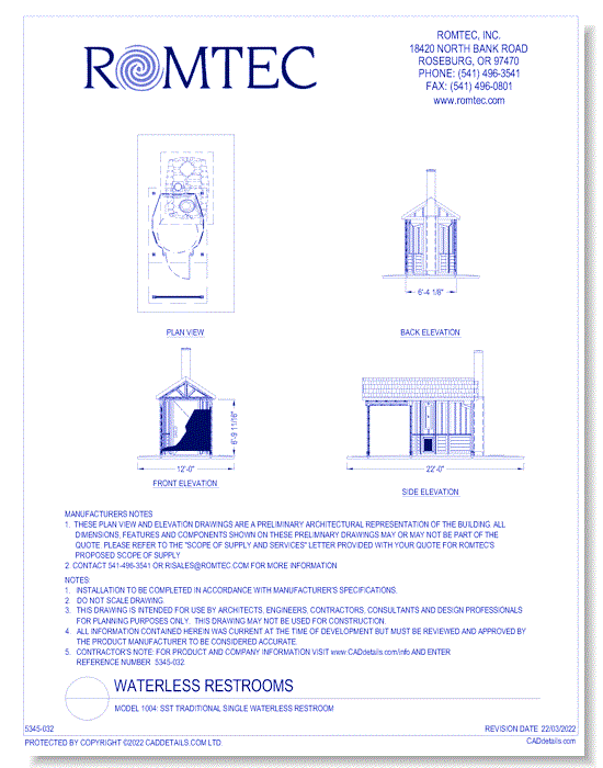Model 1004: SST Traditional Single Waterless Restroom