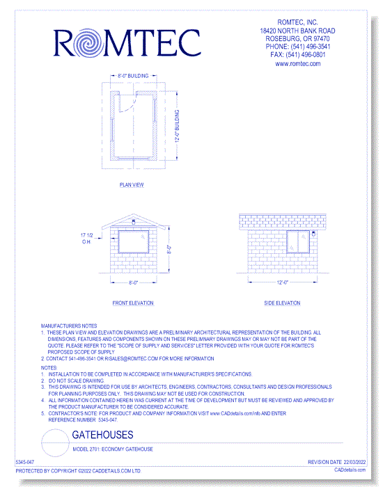 Model 2701: Economy Gatehouse