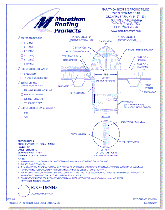 Roof Drains: Aluminum Fast Flow