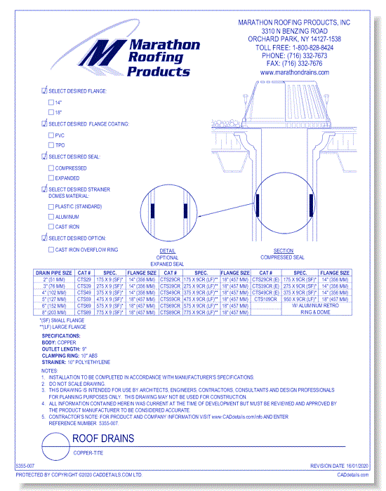 Roof Drains: Copper-Tite