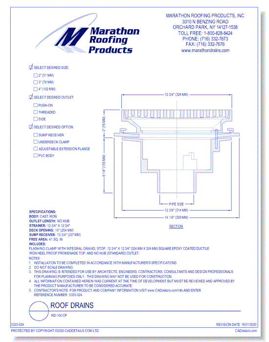 Roof Drains: RD-100 CP