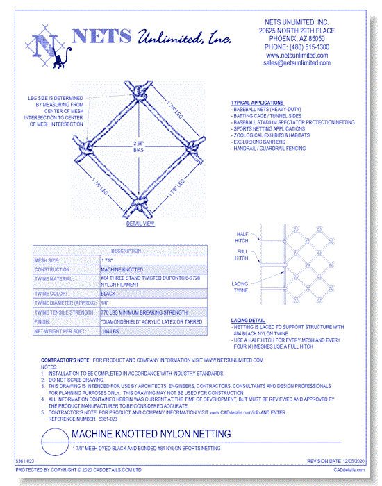 Machine Knotted Baseball Nylon Netting (84)