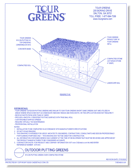 Outdoor Putting Greens - Nylon Putting Green Over Compacted Stone