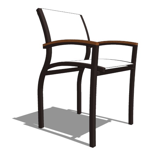 Core Stacking Aluminum Quarter Back Sling Arm Chair with Teak Arms (#311)