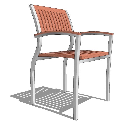 Core Stacking Aluminum Quarter Back Vintage Teak Arm Chair (#313)