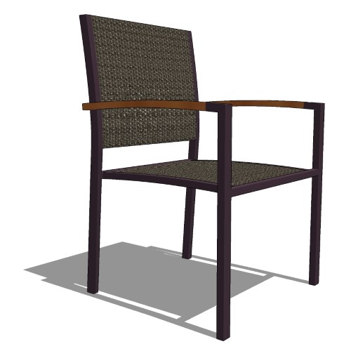 Core Stacking Aluminum, Teak, and Polyrattan Arm Chair (#316)