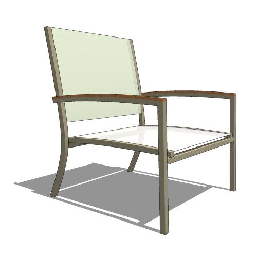 Core Stacking Aluminum Half Back Sling Wide Arm Chair with Teak Arms (#412)
