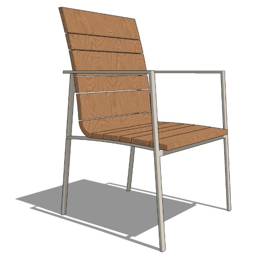 Core Stacking Stainless Steel and Vintage Teak Arm Chair (#602)