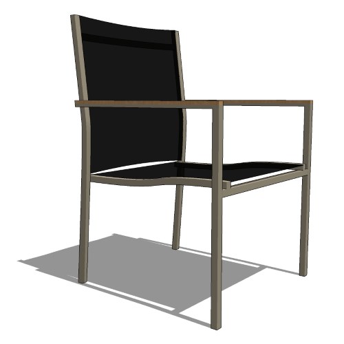 Core Stacking Stainless Steel Full Back Sling Arm Chair with Teak Arms (#603)