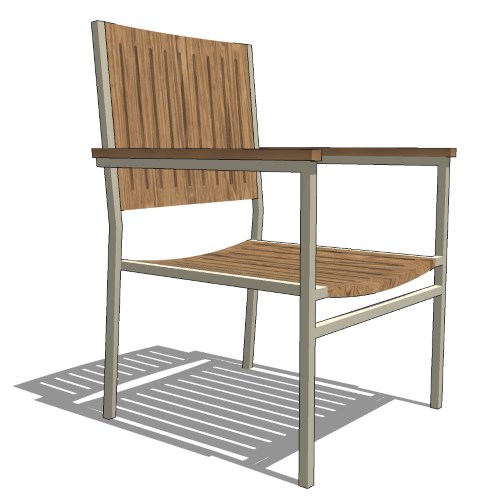 Core Stacking Stainless Steel Half Back Light Teak Arm Chair with Vintage Teak Arms (#623)