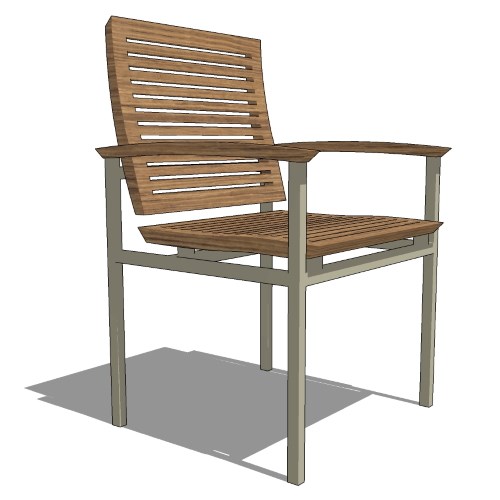 Core Stainless Steel and Vintage Teak Floating Back Arm Chair (#636)
