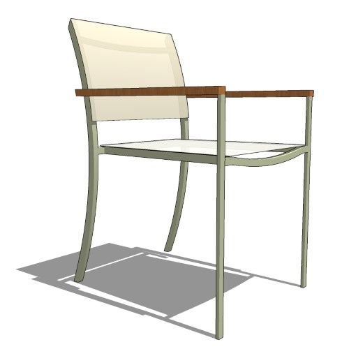 Core Stacking Stainless Steel Half Back Sling Arm Chair with Vintage Teak Arms (#641 - #644)