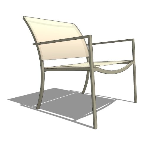 Core Stacking Stainless Steel Half Back Sling Wide Arm Chair with Teak Arms (#650)