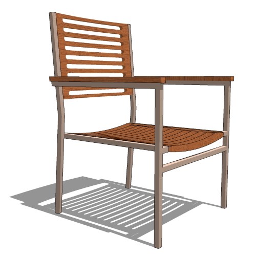 Core Stacking Stainless Steel Half Back Teak Arm Chair with Vintage Teak Arms (#660)
