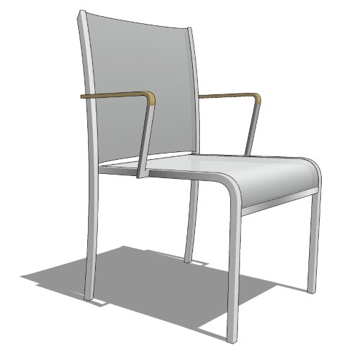 Core Stacking Wave Stainless Steel and Teak Arm Chair (#671)