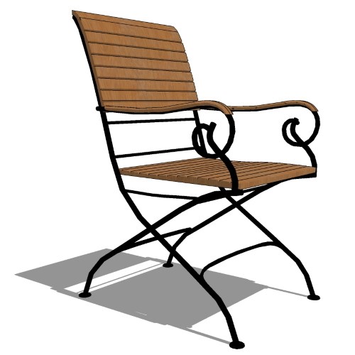 Core Folding Iron and Teak Arm Chair (#700)