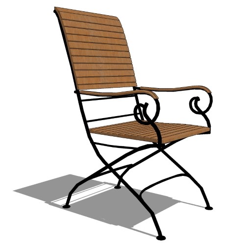 Core Folding Iron and Teak High Back Arm Chair (#701)