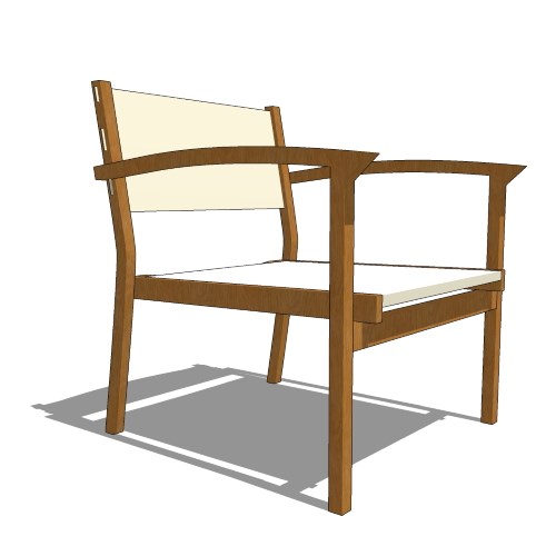Core Stacking Teak Half Back Sling Wide Arm Chair (#730)