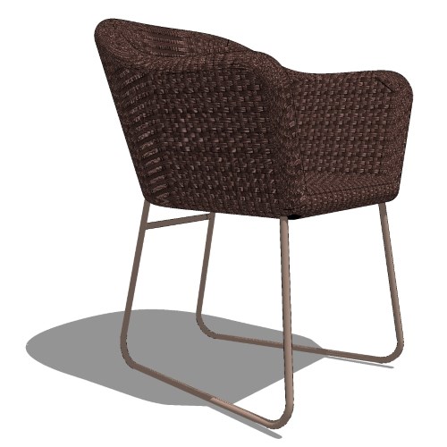 Core Curved Polyrattan Armchair with Stainless Steel (#803)