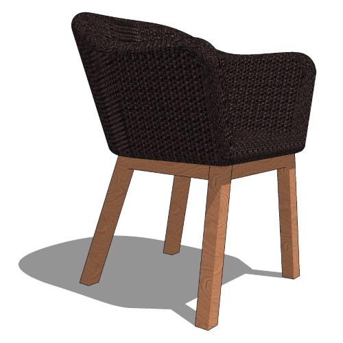 Core Curved Polyrattan Armchair with Teak (#804)