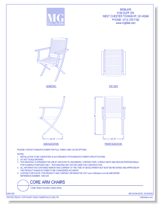 Core Teak Folding Chair (#764)
