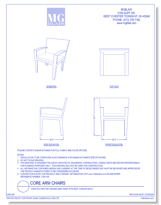Core Polyrattan Throne Arm Chair with Seat Cushion (#815)
