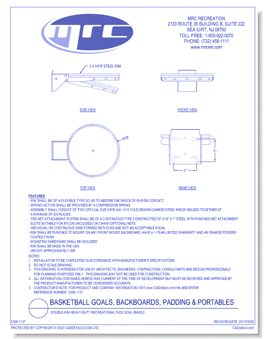Bison: Double-Rim Heavy-Duty Recreational Flex Goal (BA33U)