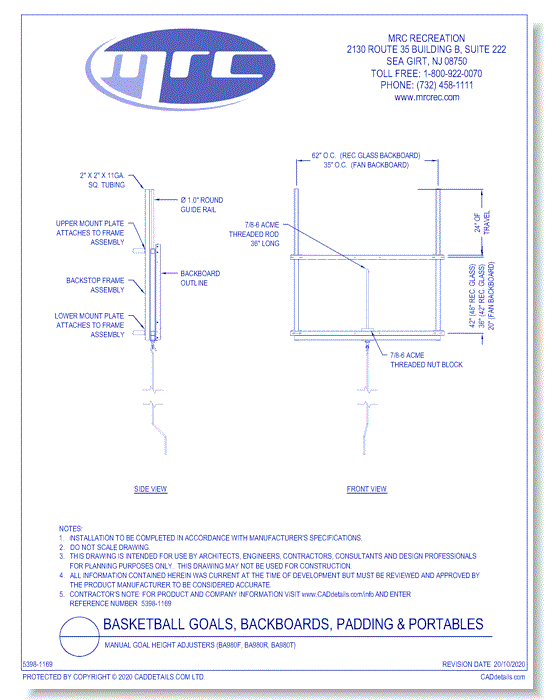 Bison: Manual Goal Height Adjusters (BA980F, BA980R, BA980T)