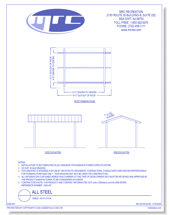 RCP Shelters: All Steel-Gable (AS-G1216-04)