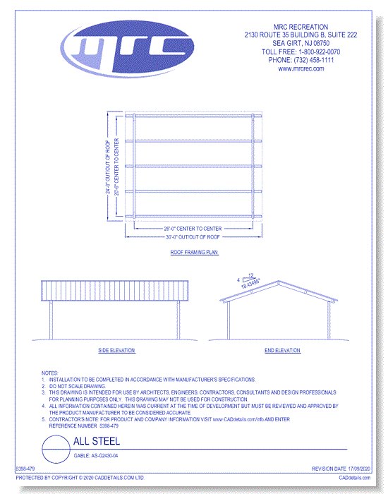 RCP Shelters: All Steel-Gable (AS-G2430-04)