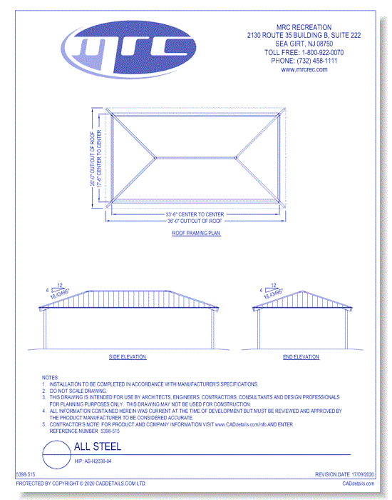 RCP Shelters: All Steel-Hip (AS-H2036-04)